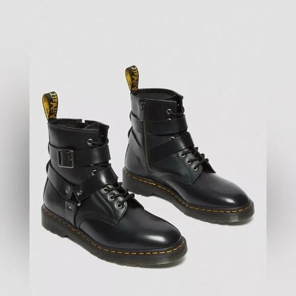 DR. MARTENS Cristofor Leather Harness Lace up Boots Size Men's 5 Ladies 6 - Picture 1 of 13
